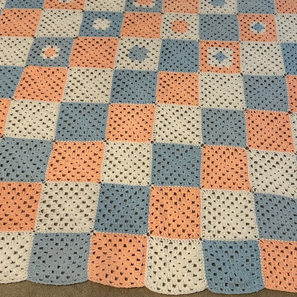 Handmade Crochet Granny Square Blanket 95x74